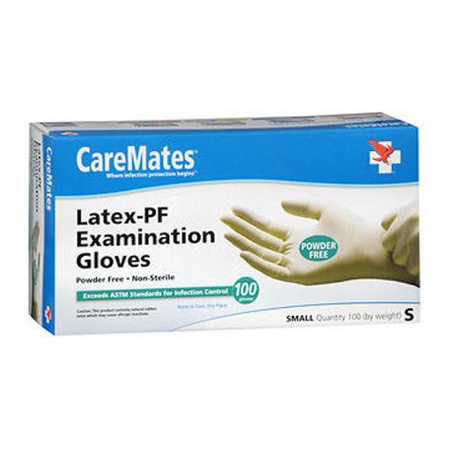 CareMates Textured Latex Powder Free Gloves, Small, 100 Ea